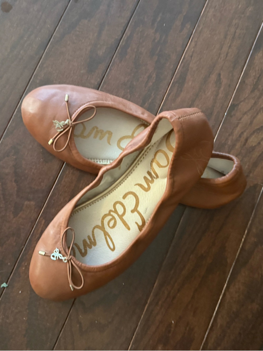 Sam Edelman Women's Ballet Flats in Cognac Brown with Bow